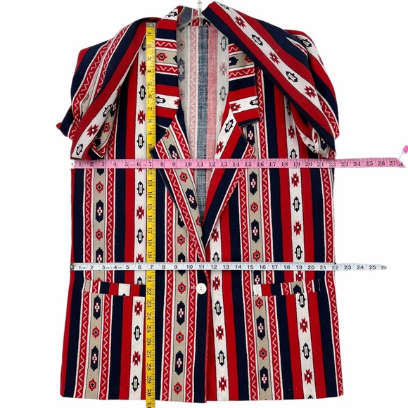 Vintage Native Pattern Red, White, Blue, Khaki Unlined Blazer by Bon Worth USA - Picture 13 of 13